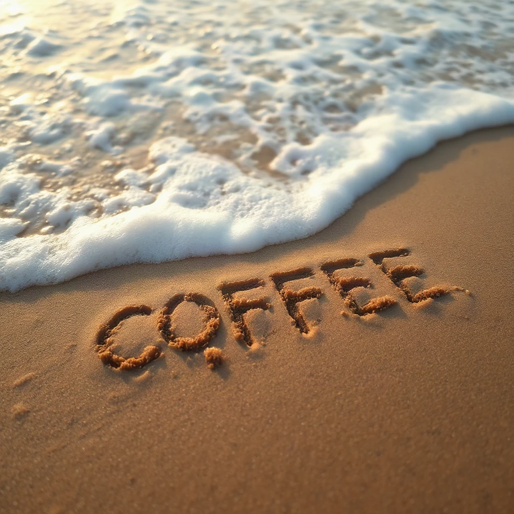 Sand Writing Coffee Typography