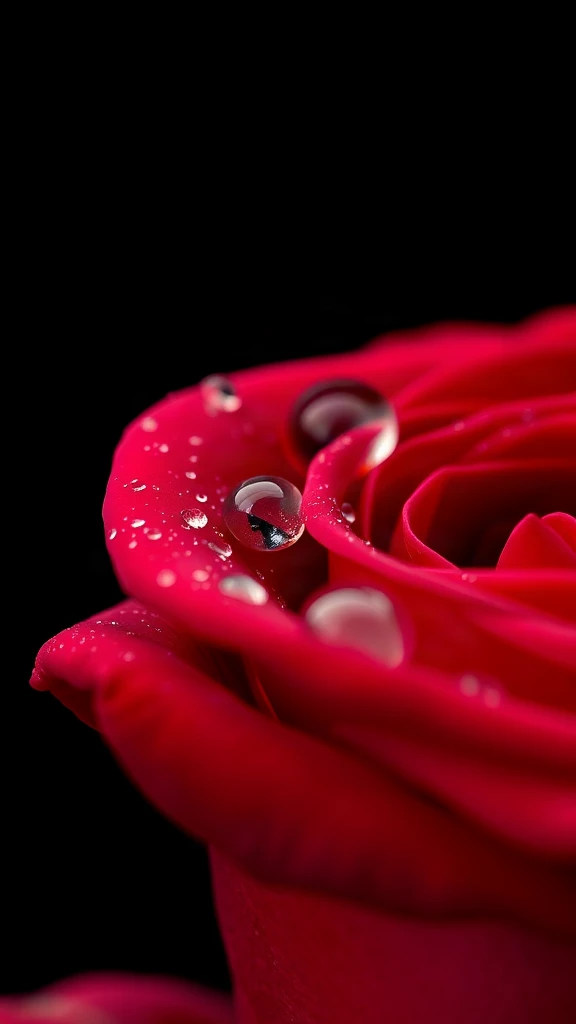 Rose Petal Droplets Macro Studio