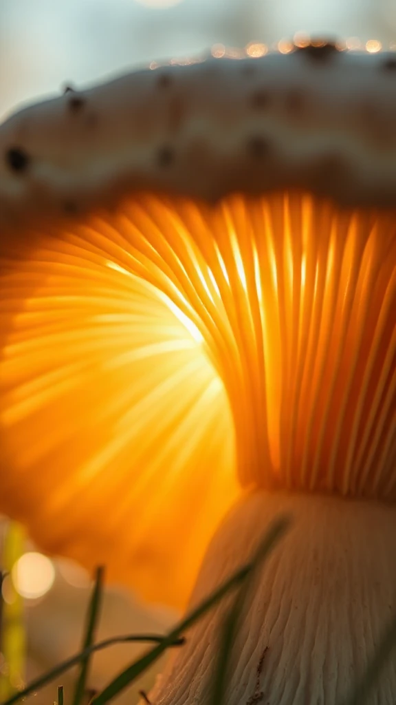 Mushroom Gills Macro Golden