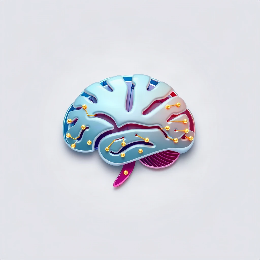 3D Glossy Brain Circuit Logo