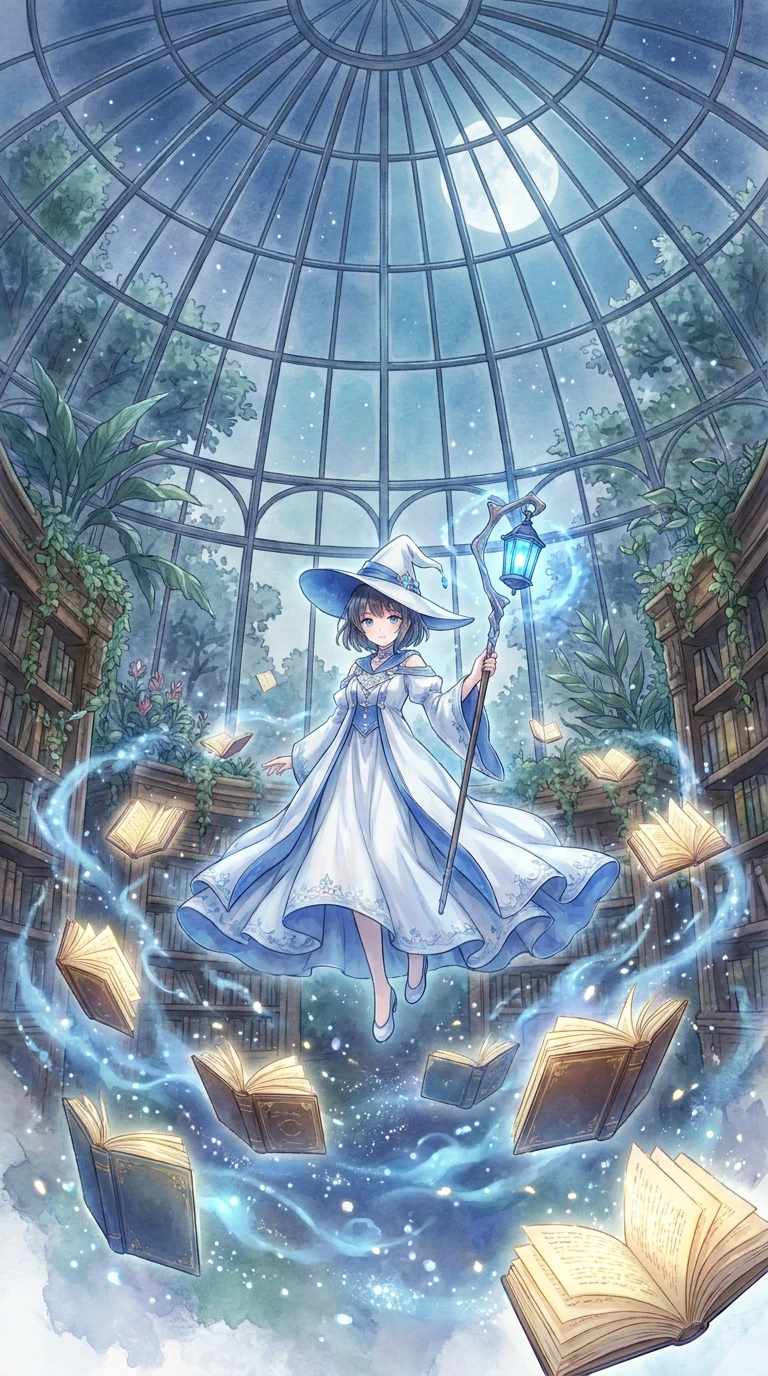 Moonlit Greenhouse Library Spellcaster