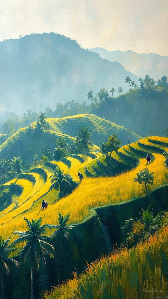 Balinese Rice Terrace With Impressionist