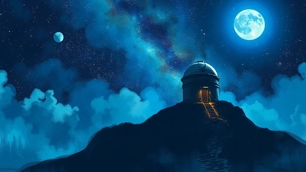 Celestial Observatory On A Mountain Painterly Sketch