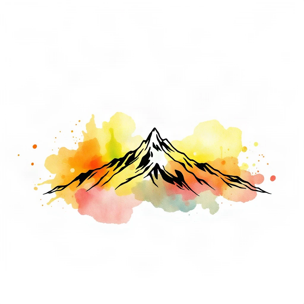 Watercolor Mountain Range Tattoo