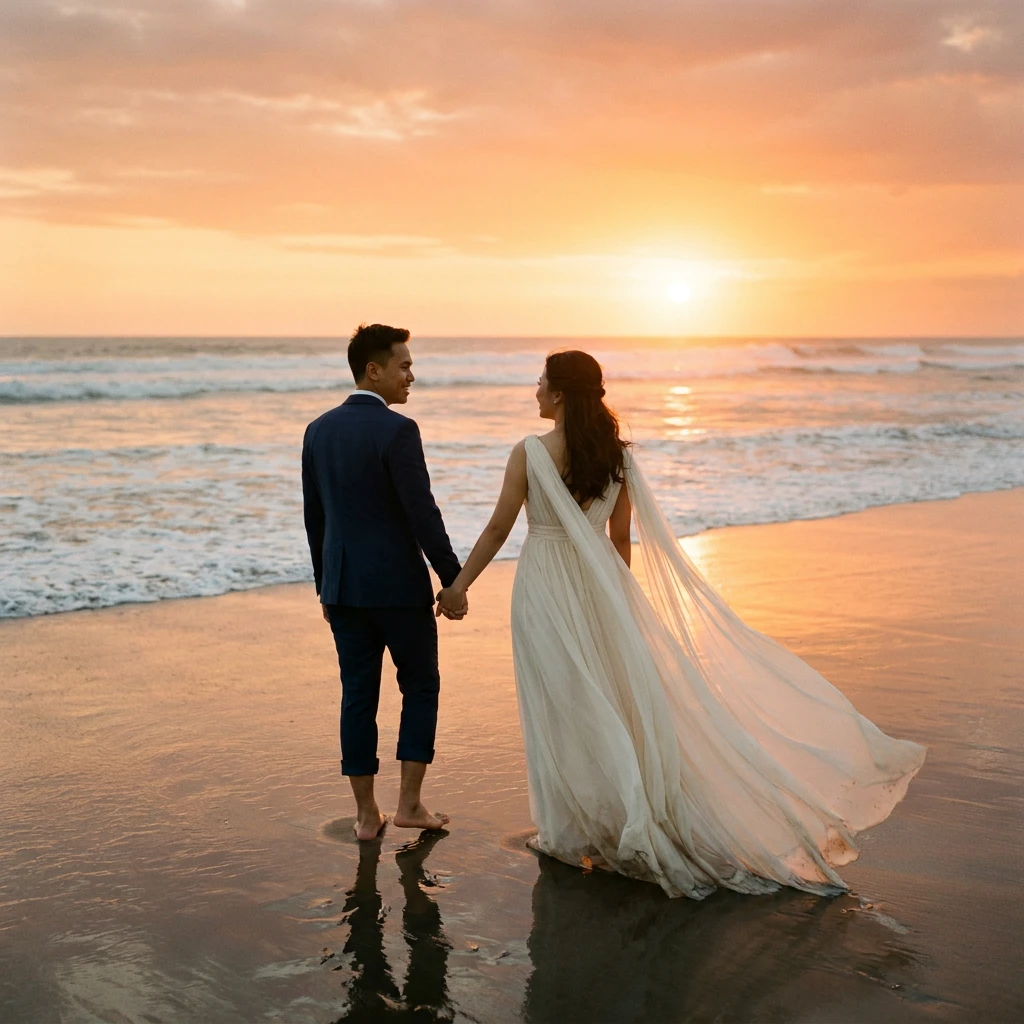 Siluet Senja di Tepi Pantai