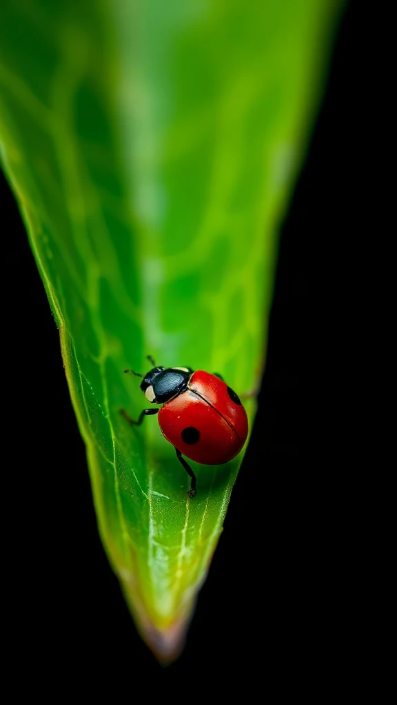 Ladybug Leaf Macro Studio