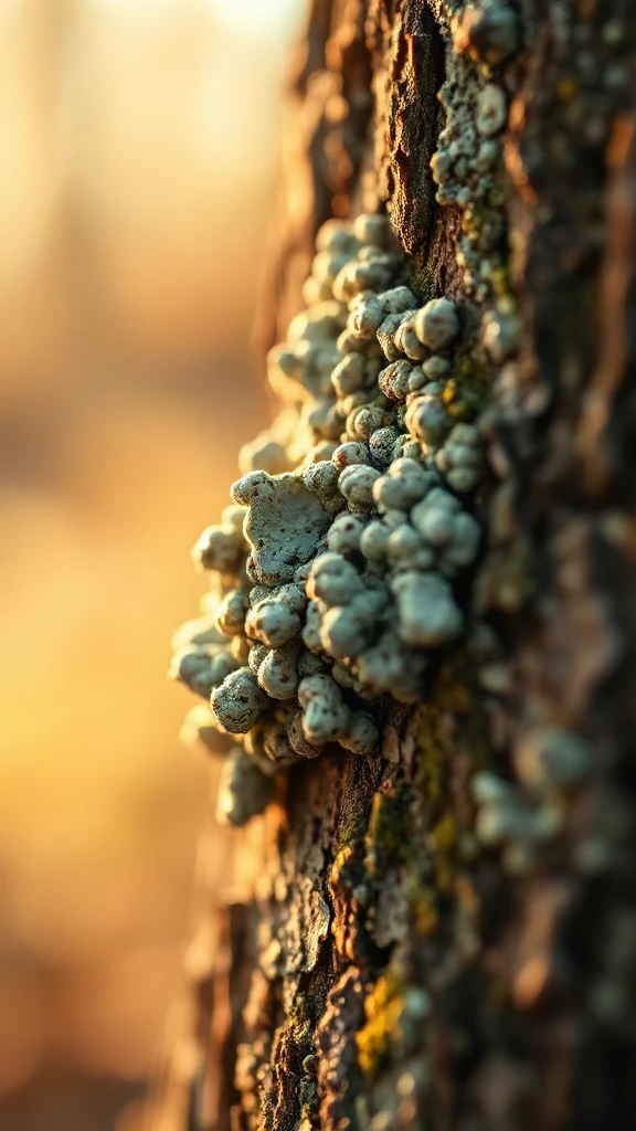 Tree Bark Lichen Macro Golden