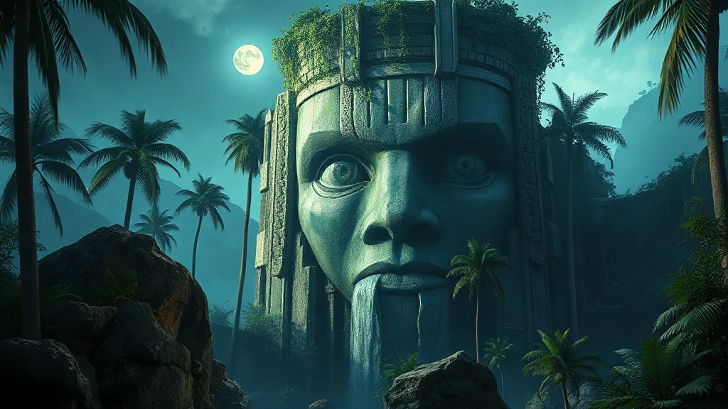 Jungle Ruin With A Colossal Matte Painting