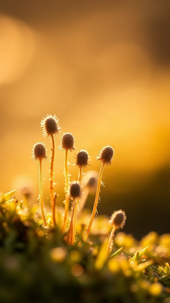 Moss Spores Macro Golden