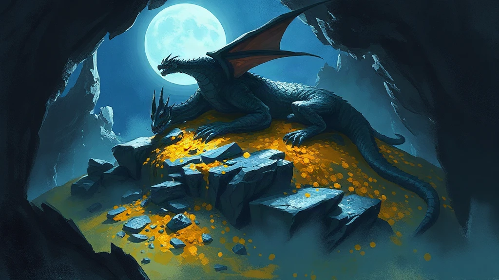 Ancient Dragon Sleeping On Mountain Painterly Sketch