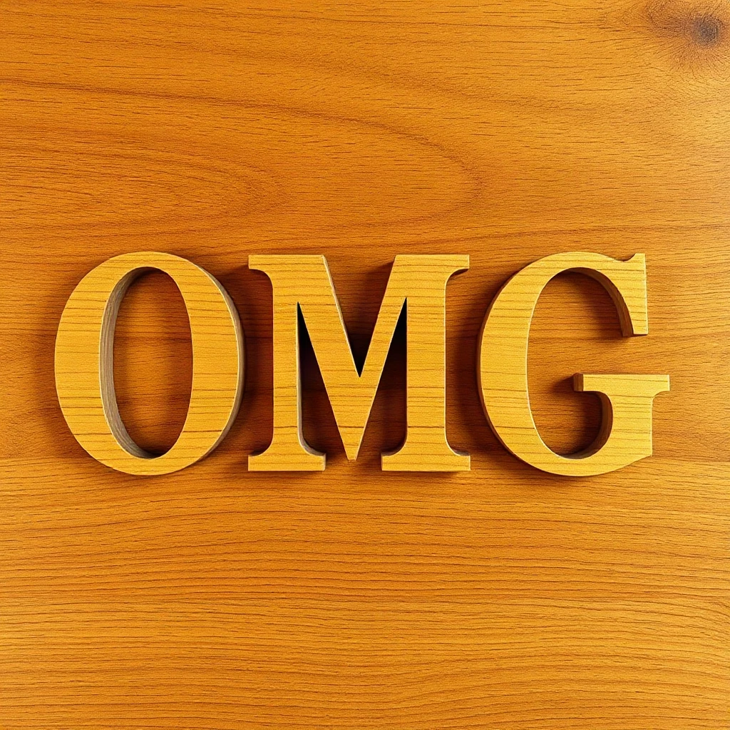 Wooden Carved Omg Typography