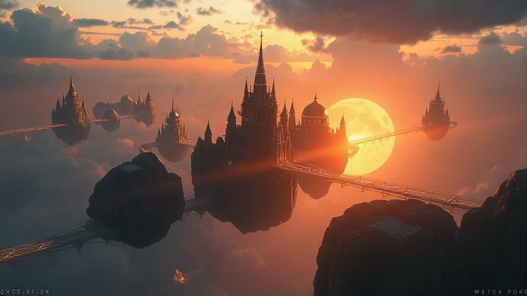 Floating Sky City Built On Matte Painting
