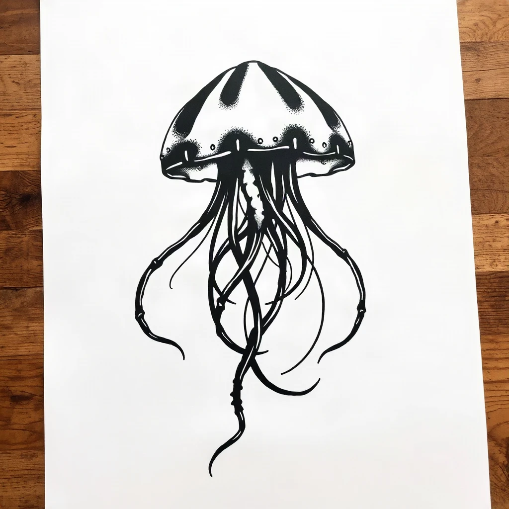 Blackwork Jellyfish Tattoo