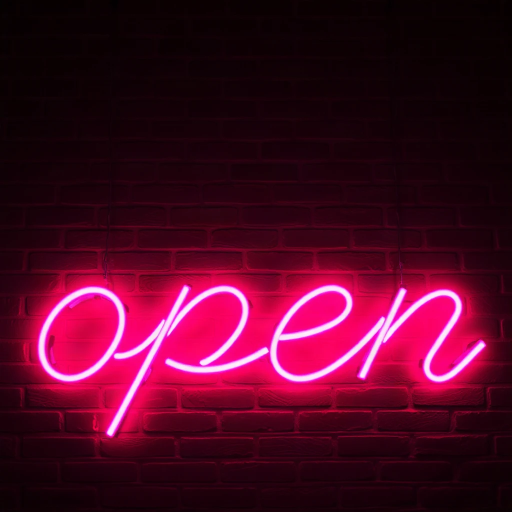 Neon Sign Word OPEN