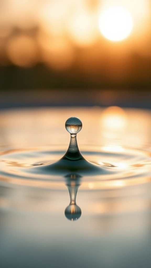 Water Drop Splash Macro Golden