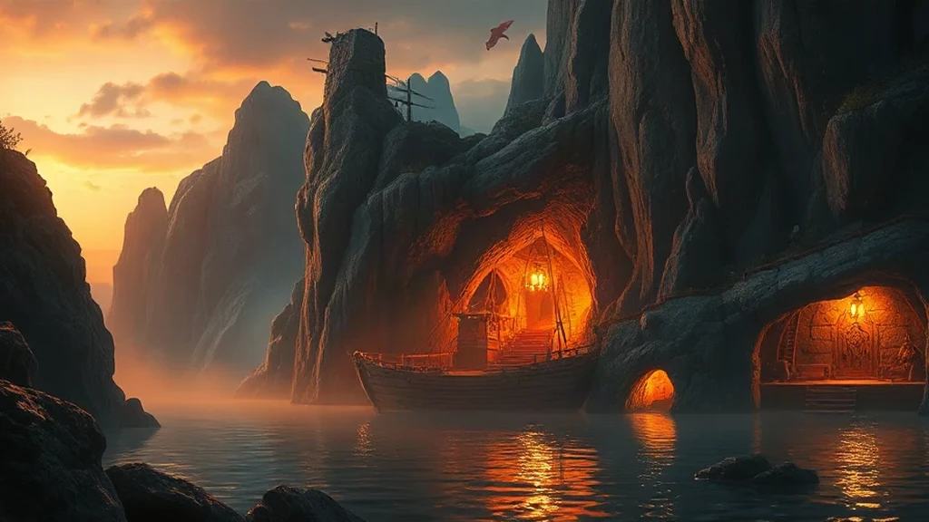 Pirate Cove With A Glowing Matte Painting