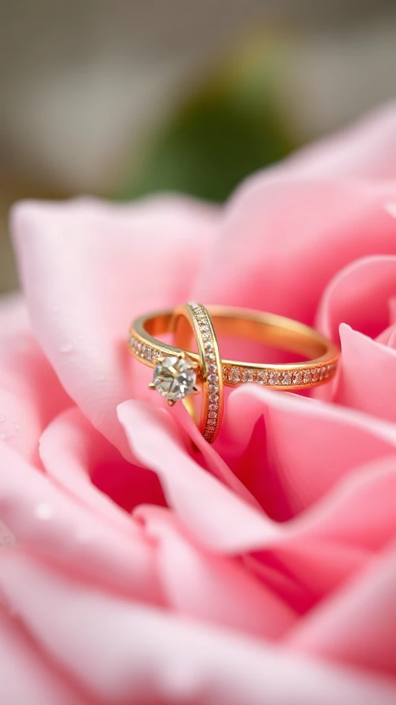 Wedding Rings on Petals