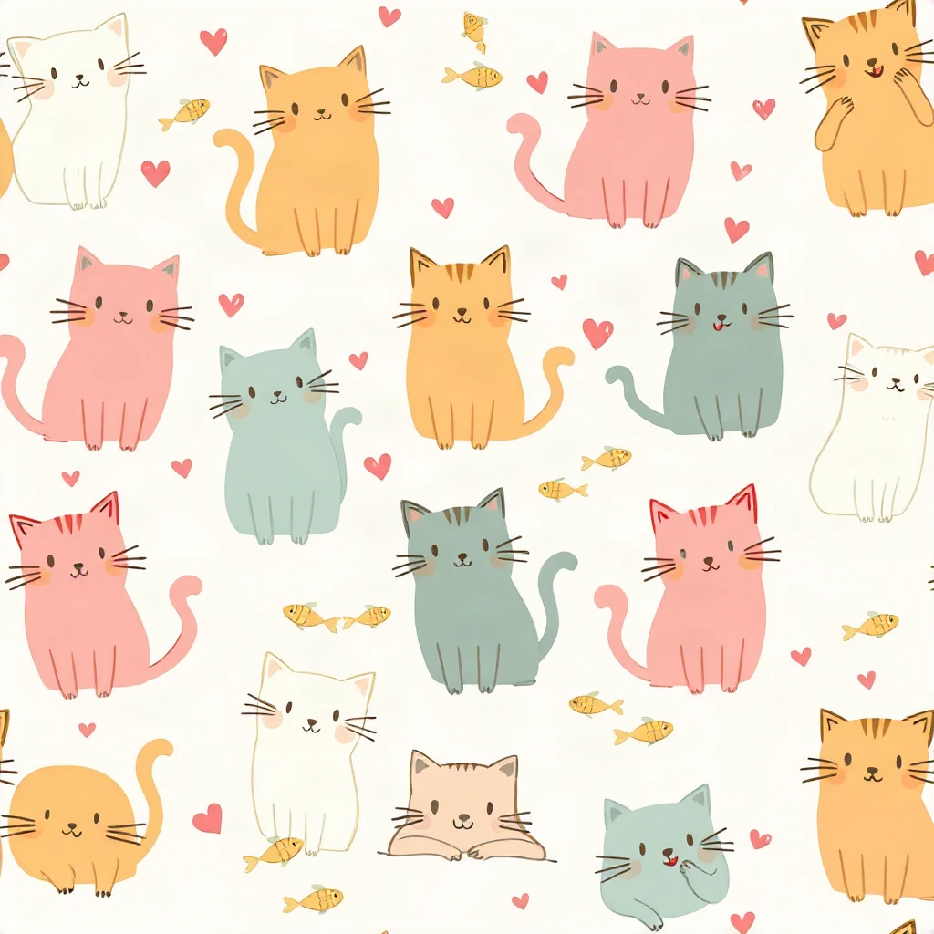 Cute Cat Doodle Pattern