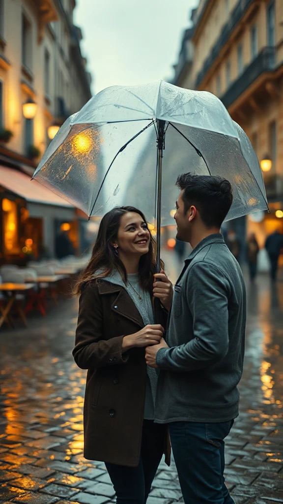 Paris Rain Umbrella Couple