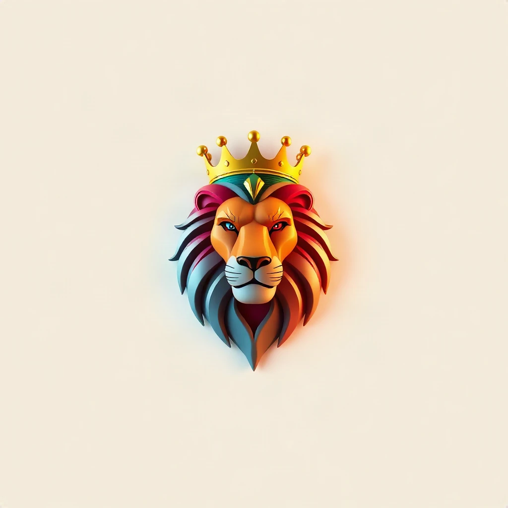3D Glossy Lion Crown Logo