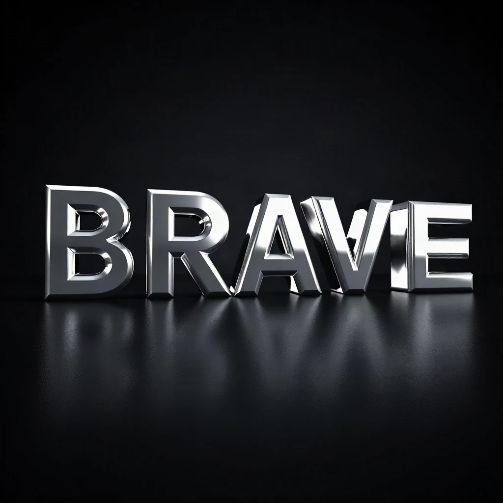 Chrome 3D Brave Typography