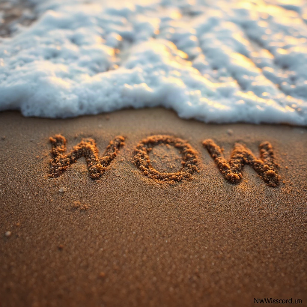 Sand Writing Wow Typography