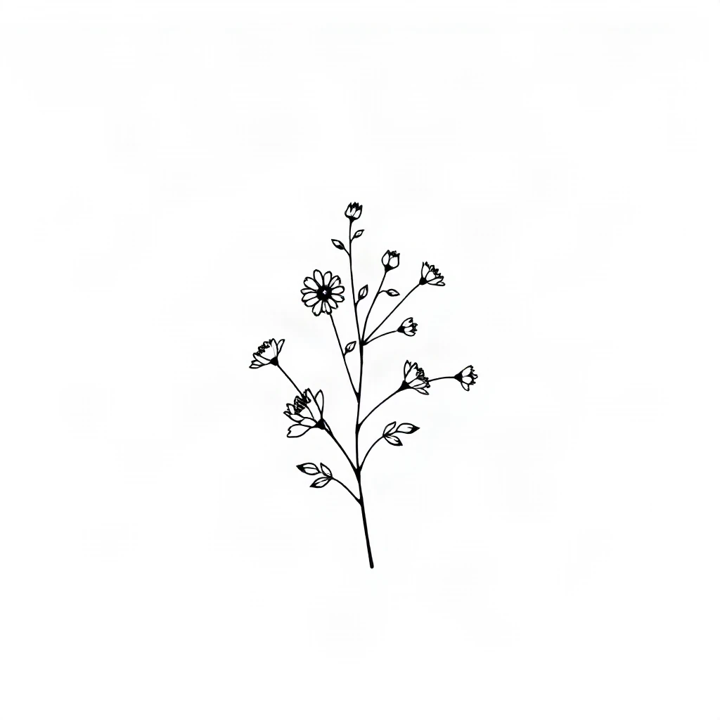 Fine Line Botanical Tattoo