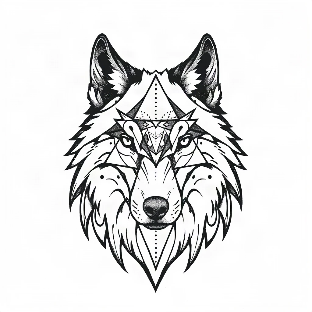 Geometric Wolf Tattoo