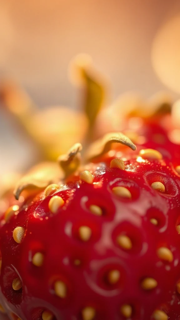 Strawberry Seeds Macro Golden