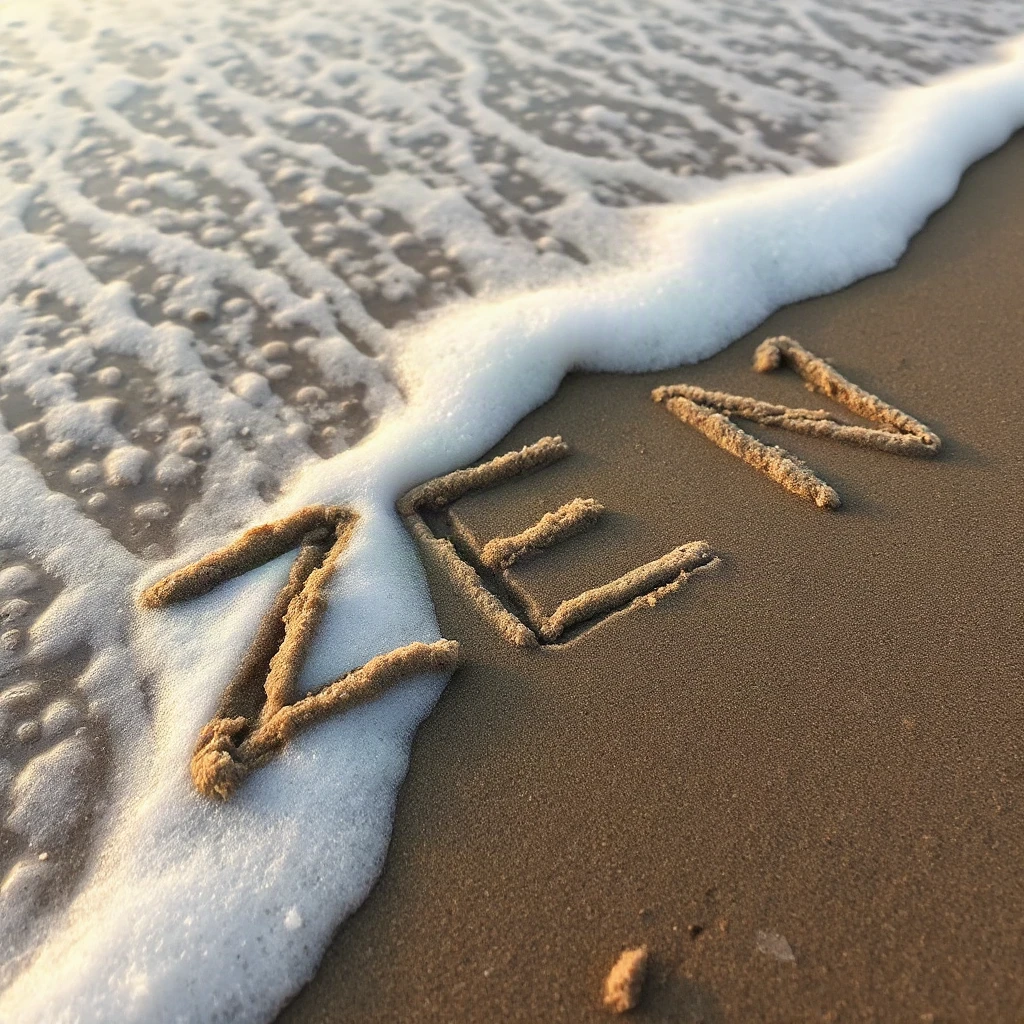 Sand Writing Zen Typography