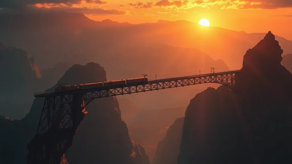Train Crossing A Bridge Between Matte Painting