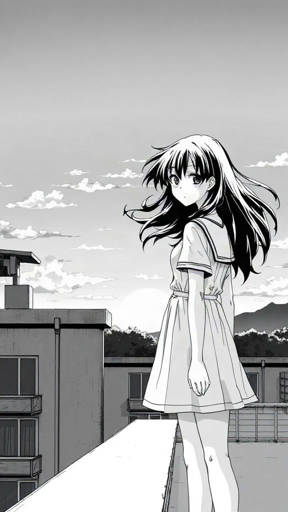 School Rooftop Manga Scene
