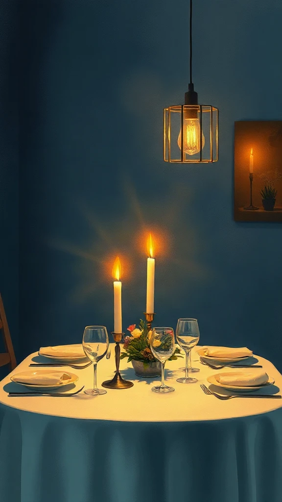 Candlelit Dinner Table Gouache