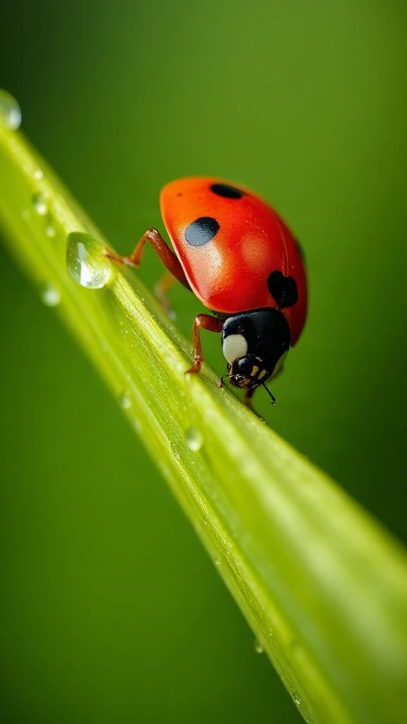 Ladybug on Leaf Edge