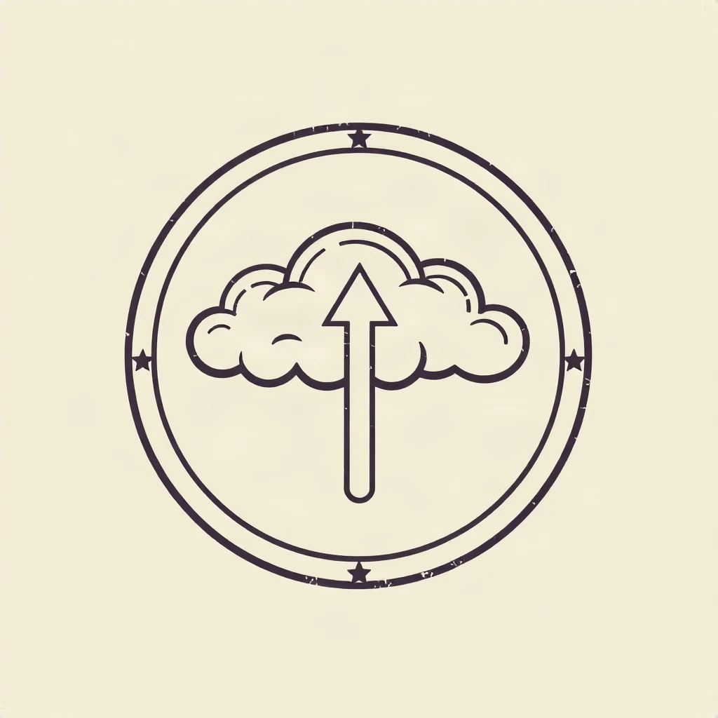 Retro Emblem Cloud Upload Logo