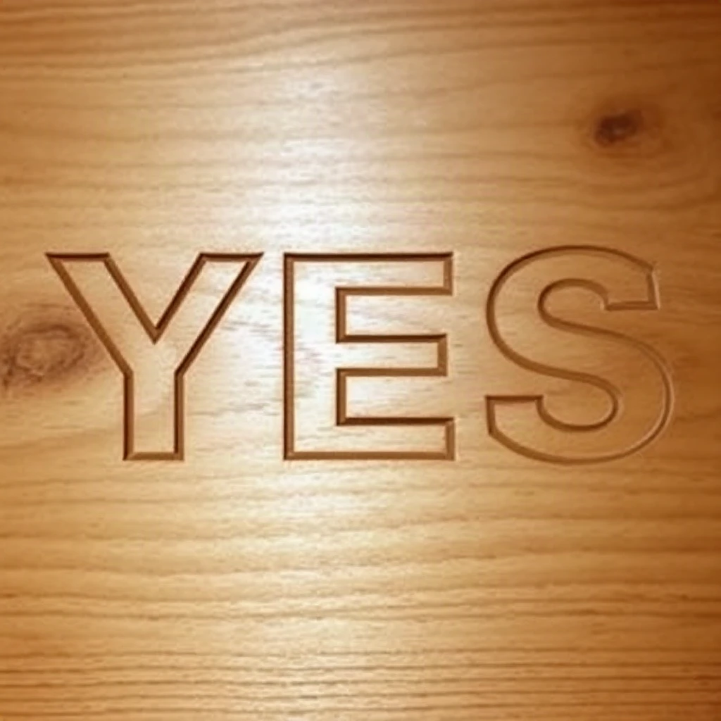Wooden Carved Yes Typography