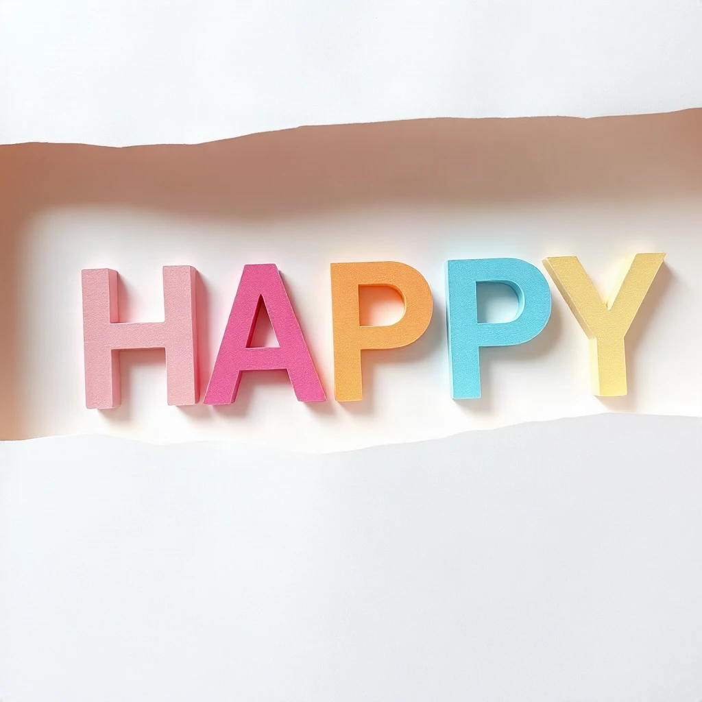 Paper Cut Happy Typography