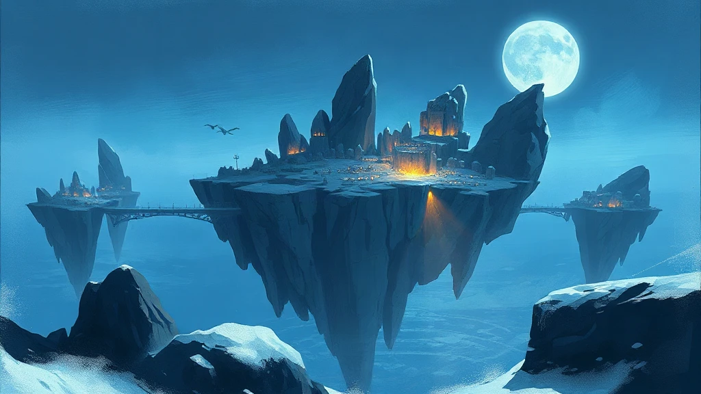 Floating Sky City Built On Painterly Sketch