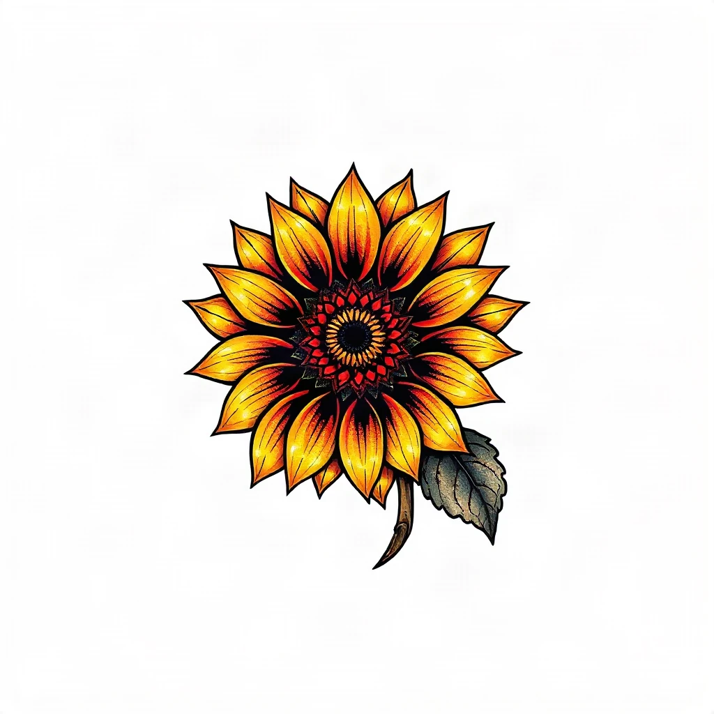 Neo Traditional Sunflower Tattoo