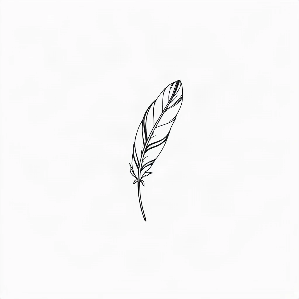 Fine Line Feather Tattoo