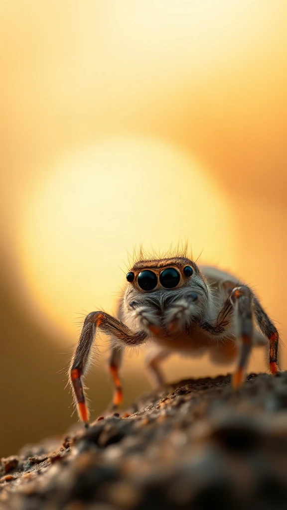 Jumping Spider Macro Golden