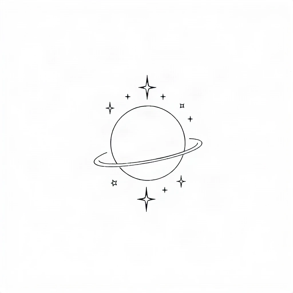 Fine Line Planet Tattoo