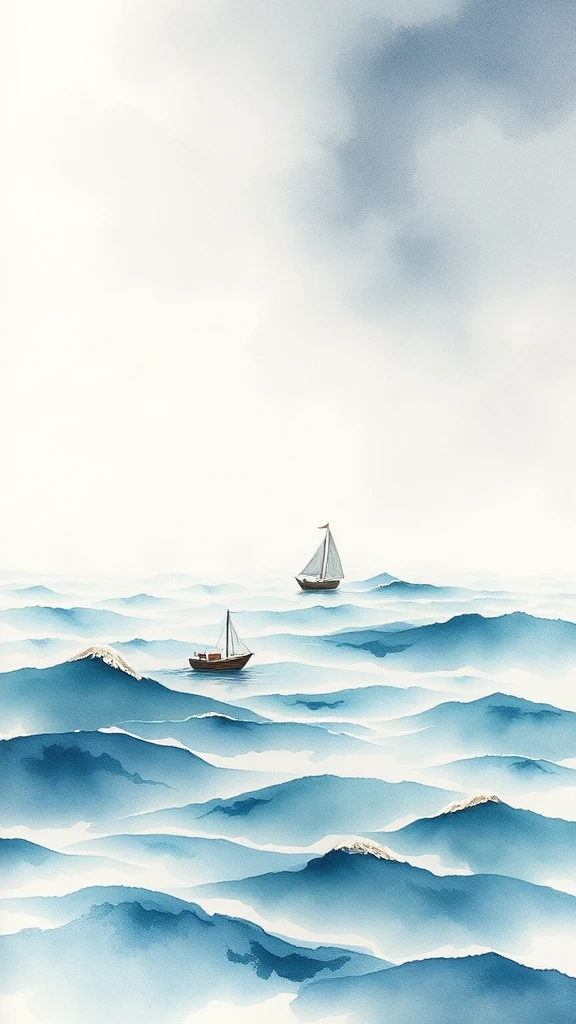 Stormy Sea With A Watercolor