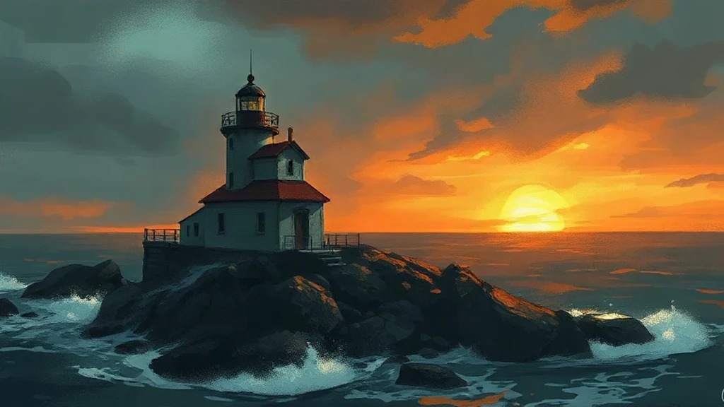 Haunted Lighthouse On A Stormy Painterly Sketch