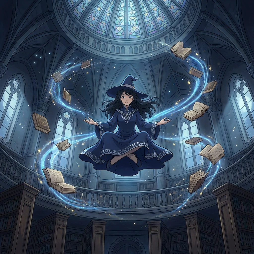 Floating Librarian Witch in Grand Hall