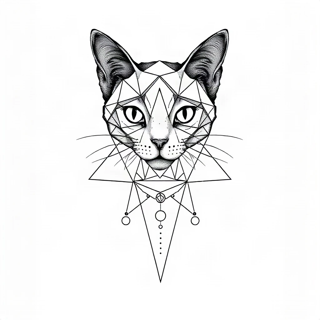 Geometric Cat Tattoo