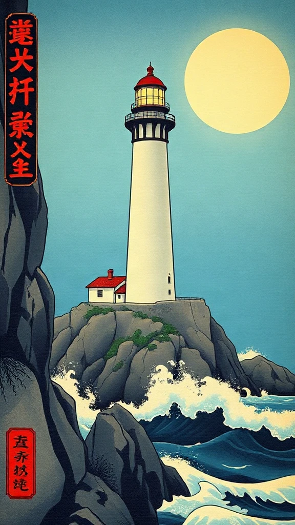 Lighthouse On Cliffs Above Ukiyo-e