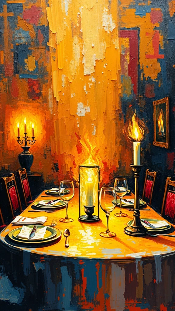 Candlelit Dinner Table Acrylic Palette Knife