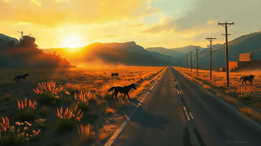 Post-apocalyptic Highway Reclaimed By Wild Painterly Sketch