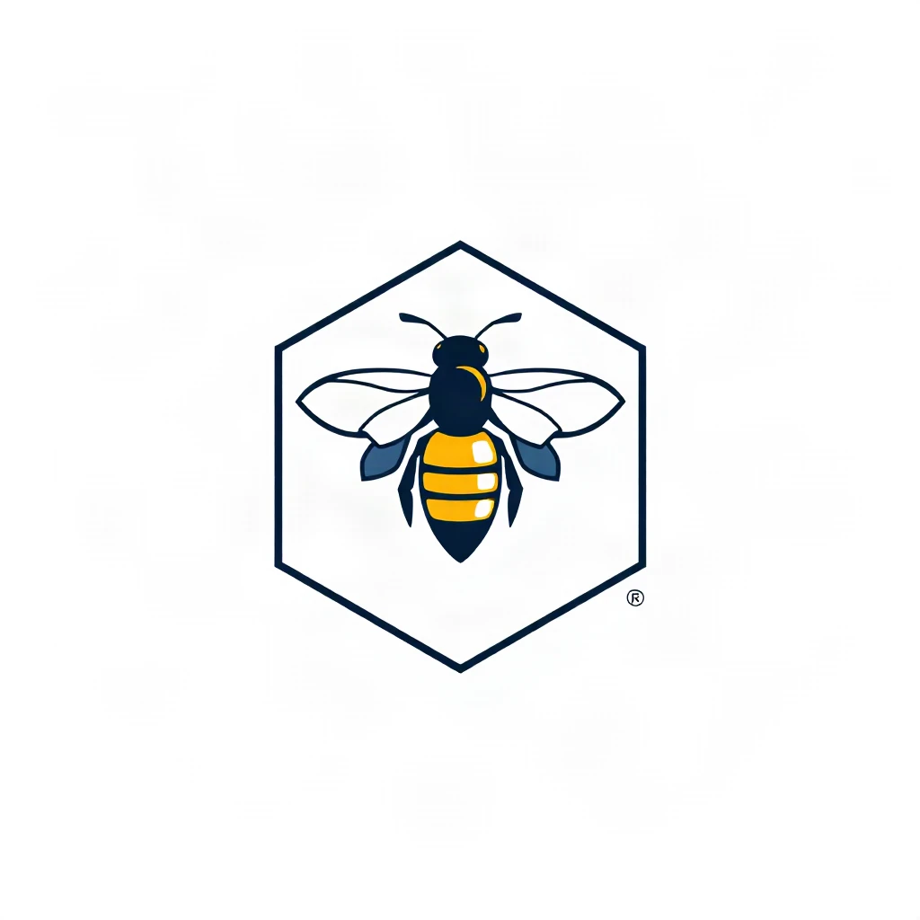 Flat Minimal Bee Hexagon Logo